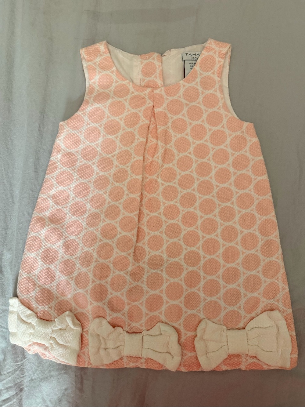 Tahari baby Pink Circle Bow Trim Girls Sleeveless Dress